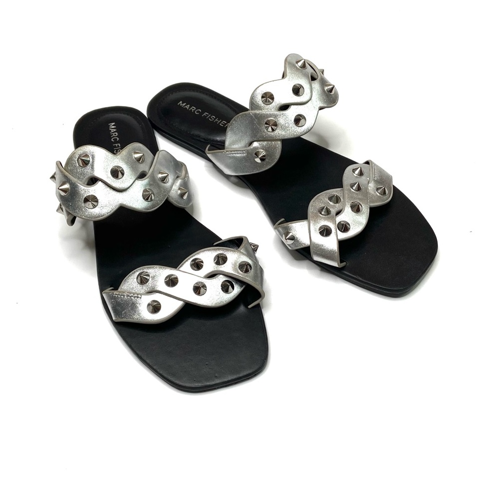 MARC FISHER Bodil Silver Studded Slide Sandal - Picture 3 of 16